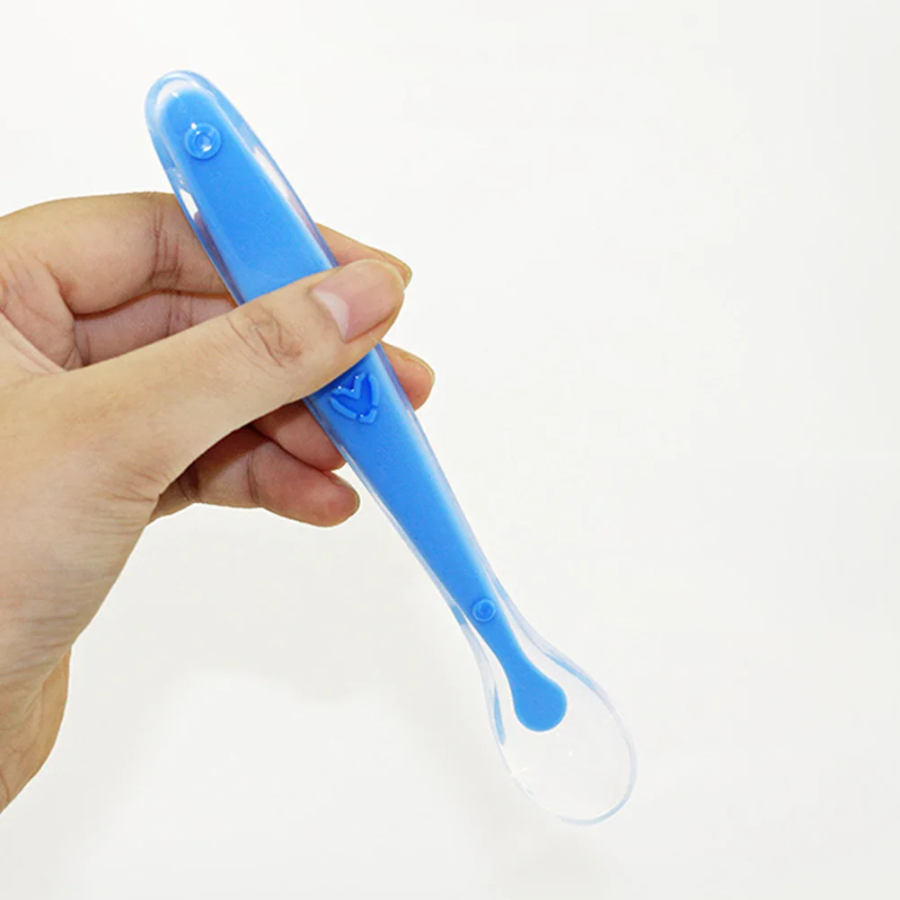 طقم ملاعق تغذية للأطفال مكون من 4 قطع بتصميم ضحل آمن للرضع بمقبض مريح باللون الوردي والأخضر #4