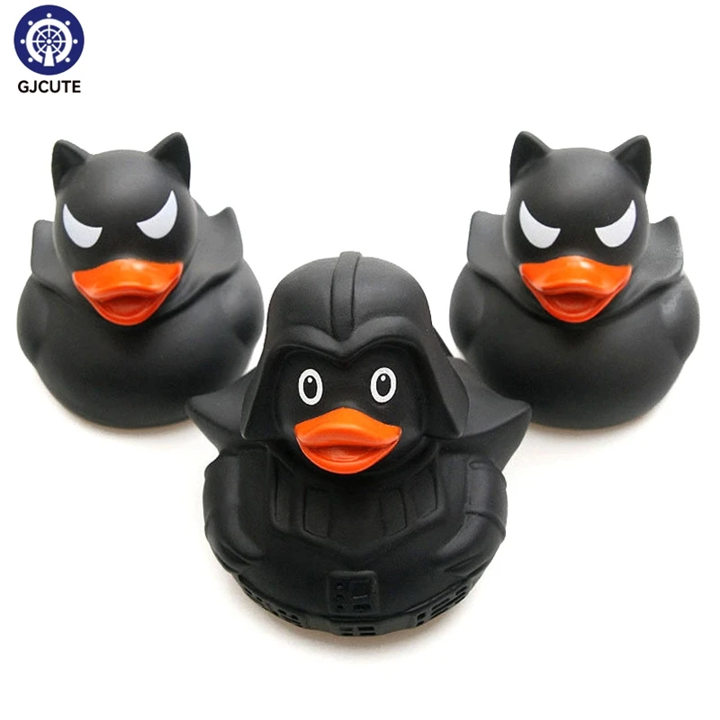 1Pcs Black Rubber Duck Dashboard Decorations Ornament Cute Duck Cool Gentleman Hat Swim Ring Children\'s Bath Toy