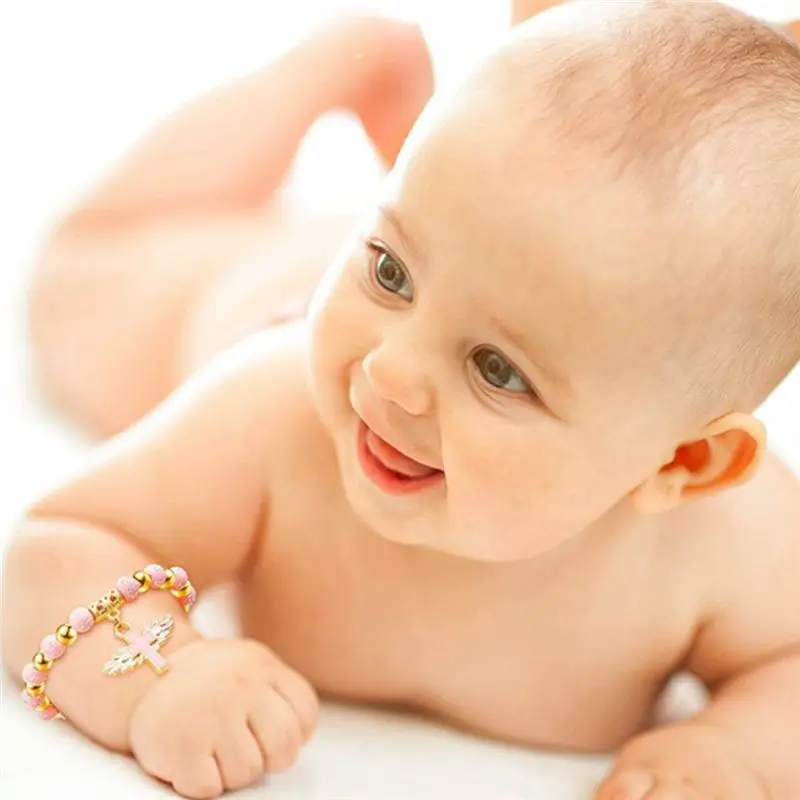 

*A14E 30 шт., браслеты с крыльями ангела, четки, браслеты из бисера для крещения для женщин, девочек и мальчиков, сувениры для крещения, причастия