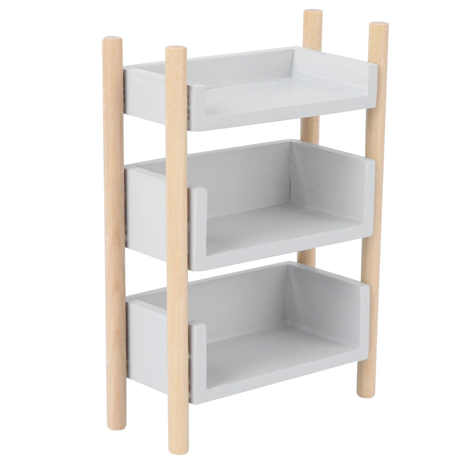 

1Pcs Mini Storage Rack Small House Accessory Lightweight Multiple Layers Shelf Miniature Furniture Sundries Shelf Grey Decor