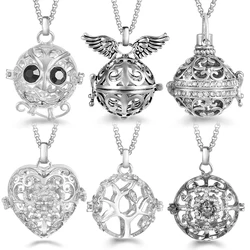 Mexico Chime Caller Angel Wings Titanium Steel Chain Aromatherapy Pendant Music Ball Necklace Essential Oil Diffuser Accessories