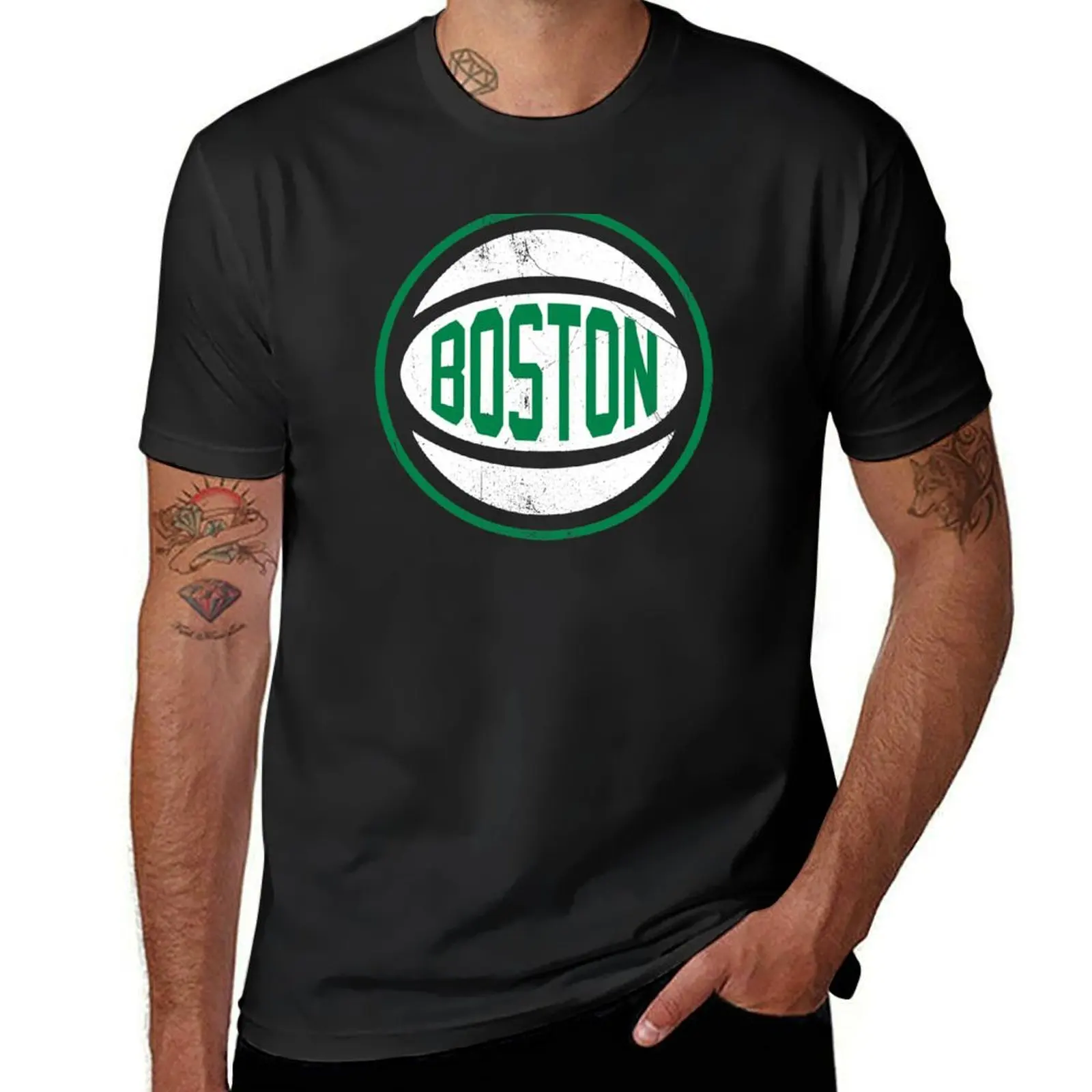 Boston retro Ball 3 T-Shirt summer tops graphics black t-shirts for men