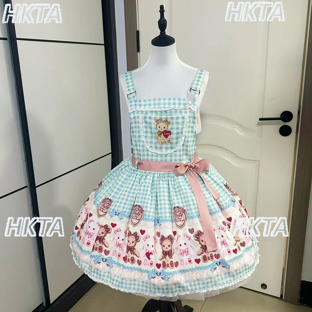 달콤한 로리타 귀여운 만화 레이스 스티칭 리본 스트랩 드레스 볼 가운 JSK 소녀들 카와이 공주 다용도 짧은 드레스 여성용