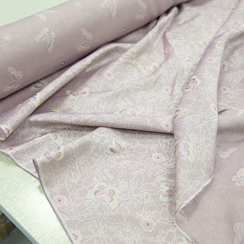 

High Quality Love of Double-Sided Different Color Luo Fabric Real Silk Jacquard Full Spiral Hole Summer Clothing