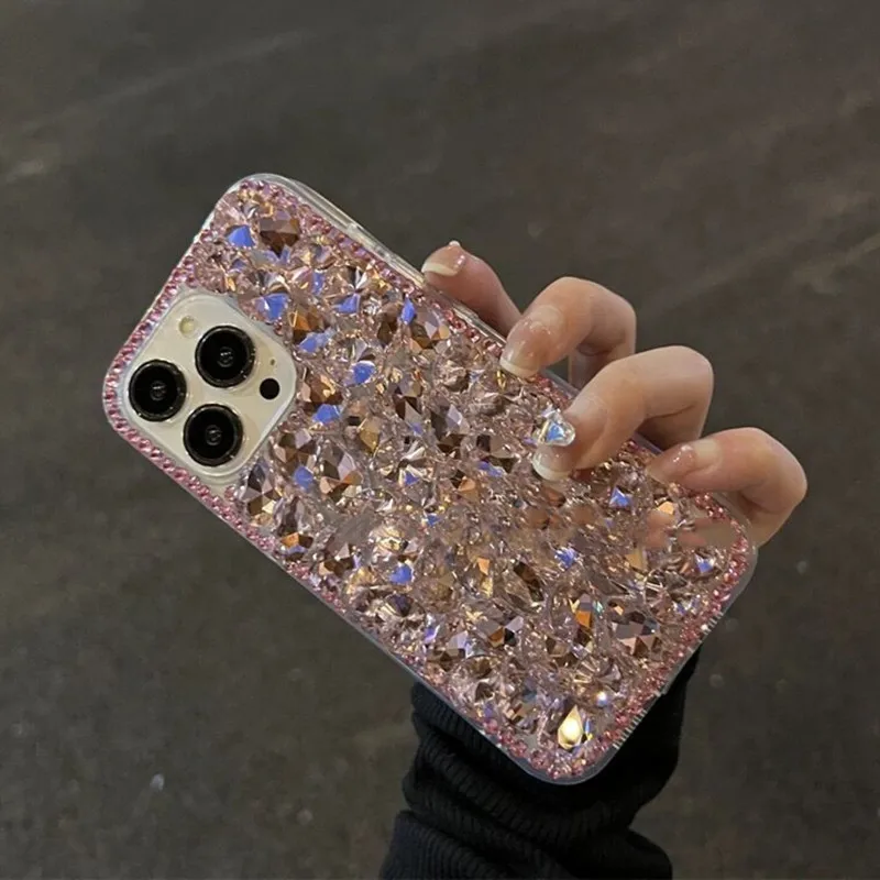 

Luxury Bling Crystal Full Diamond Phone Case For IPhone 15 14 13 12 11 Pro Max XS XR 8 7 Plus Women Fashion Glitter Back Covers