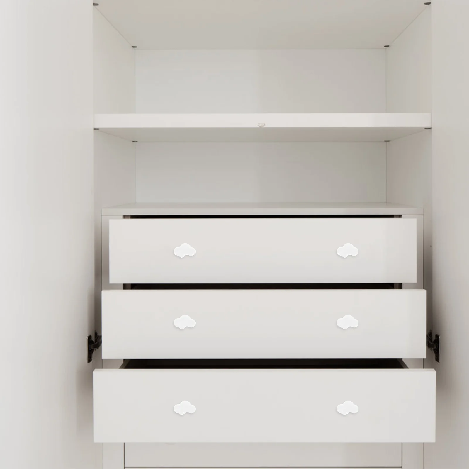 Poignée de porte à trou unique pour enfant, accessoire de meubles blancs, poignée de garde-robe, dessin animé, nuages, tenir les mains, ménage