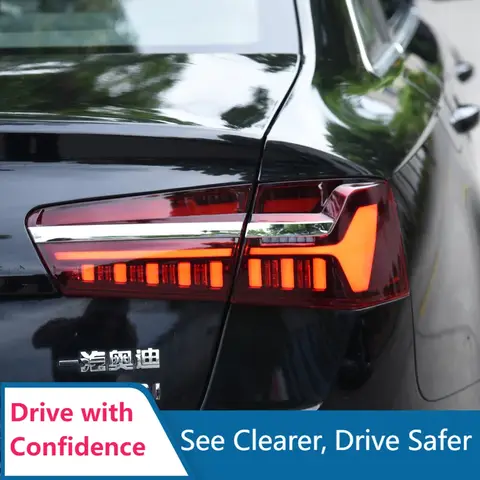 Audi A6 C7 A6L S6 2012-2015 용 수정 된 자동차 미등 어셈블리 업그레이드 된 2021 높은 구성 물고기 뼈 디자인 액세서리