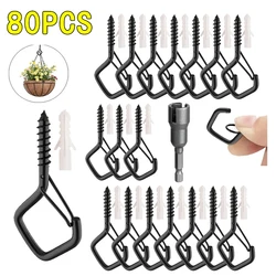 80PCS Q Type Spring Hook Safety Buckle Anti-dislodgement Lamp Hooks Safety Hooks Wall Hanging Hooks Flowerpot Hooks Cup Hooks