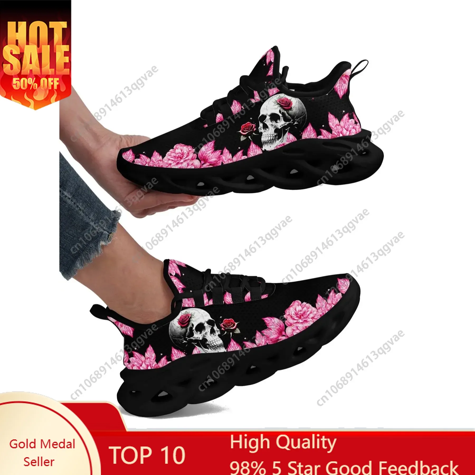 

Women's Random Floral Print Lace Up Low Top Sneakers, Summer Comfortable Sports Running Shoes for Daily Wear, Walking Shoes for