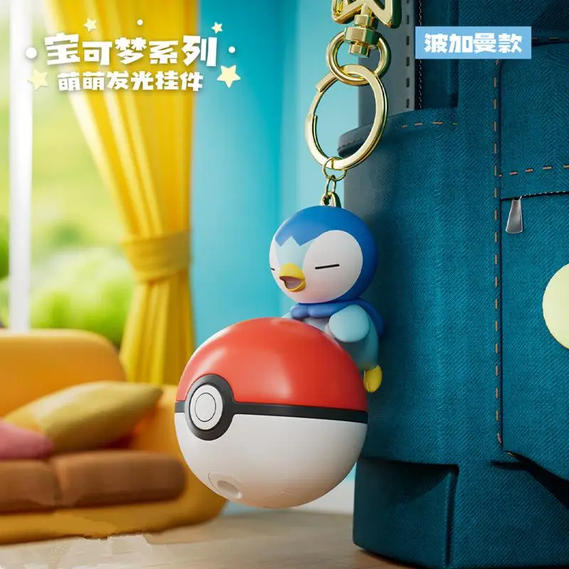 Genuíno pokemon pikachu chaveiro psyduck piplup bulbasaur anime figuras de ação brinquedo chaveiro fragrância pingente presentes de natal