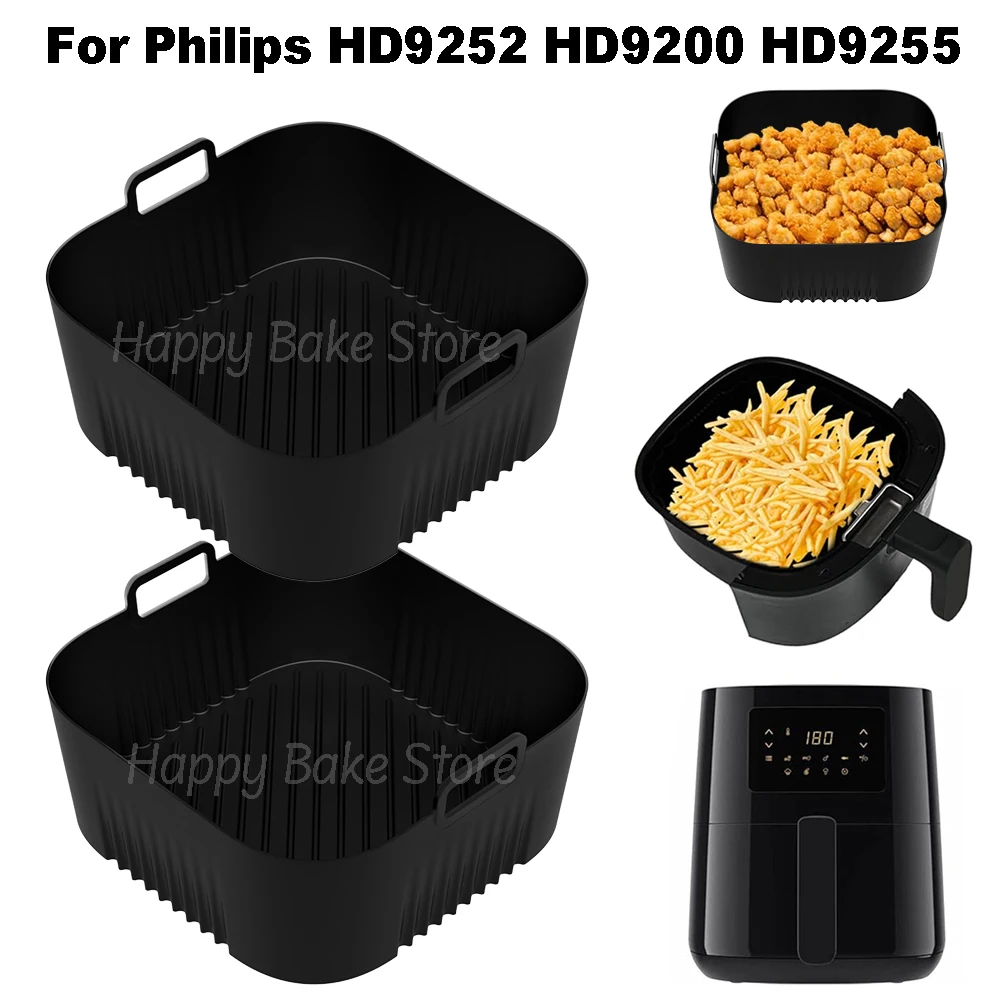 Reusable Square Silicone Air Fryer Liners, Air Fryer Baking Tray Insert, for Philips HD9252/HD9200/HD9255, Airfryer Accessories