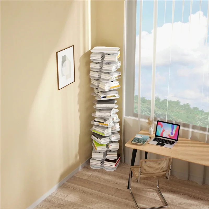 Rotatable Magazine Rack Library Storage Cabinet Organizer Bookcase Shelf Iron Bookcases Weird Furniture Estanteria Cube Book