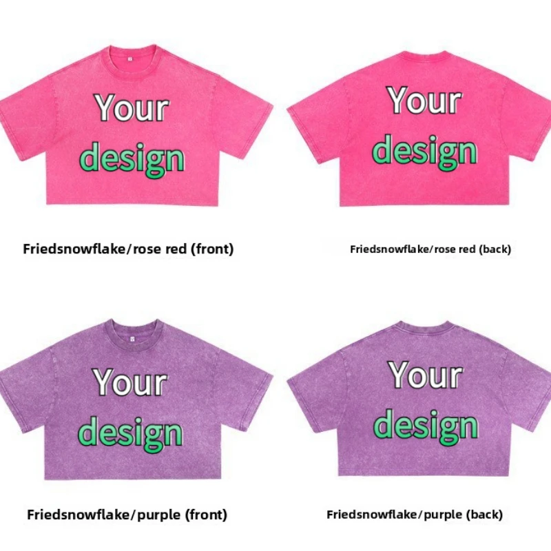 Summer Customized Printed Cotton Round Neck T-shirt DIY Your Like Photo or Logo Washed Loose Short Sleeved Women Top