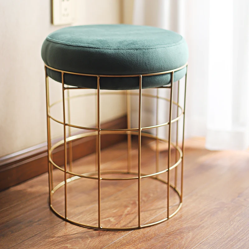 Stylish Velvet Makeup Stool Luxury Shoe changing stool Fashionable Instagram Aesthetic Dining Stool Soft Fabric  Shoe Bench