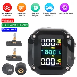 Motorcycle TPMS Tire Pressure Sensors 0-6.6Bar Monitor System High Precise Colorful Display Tyre Tester Motorbike Accessories