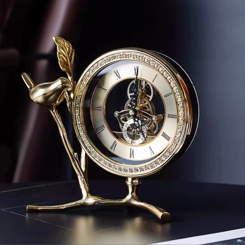 Retro Living Room Desk Clock Advanced Study Mute Clock Watch Nightstand Alarm Clock Restaurant Desktop Gadgets Home Decor Items