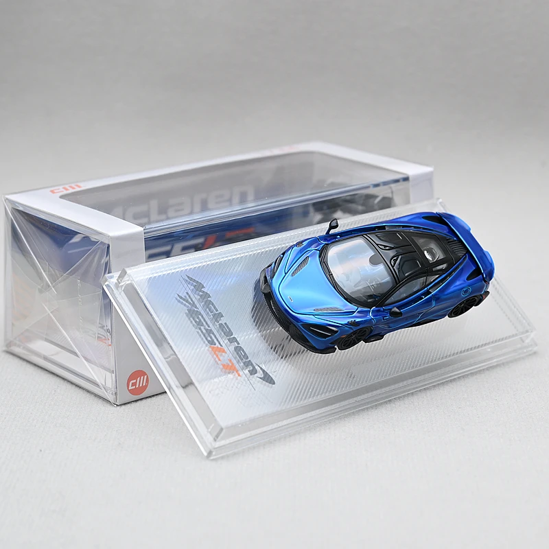 CM Model 1/64 Model Car 765LT Limited Diecast Super Car With Two sets of Wheels Gift for Hobby Collection With Display Case