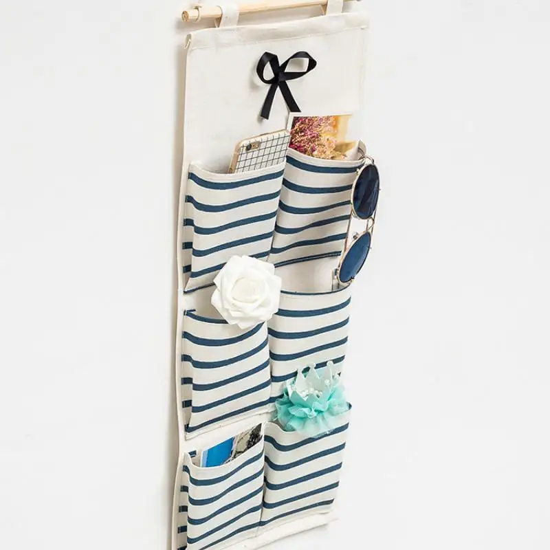 1pc Wall Mounted Color Cloth Storage Bag Dorm Door Rear Mounted Multi Layer Organizer