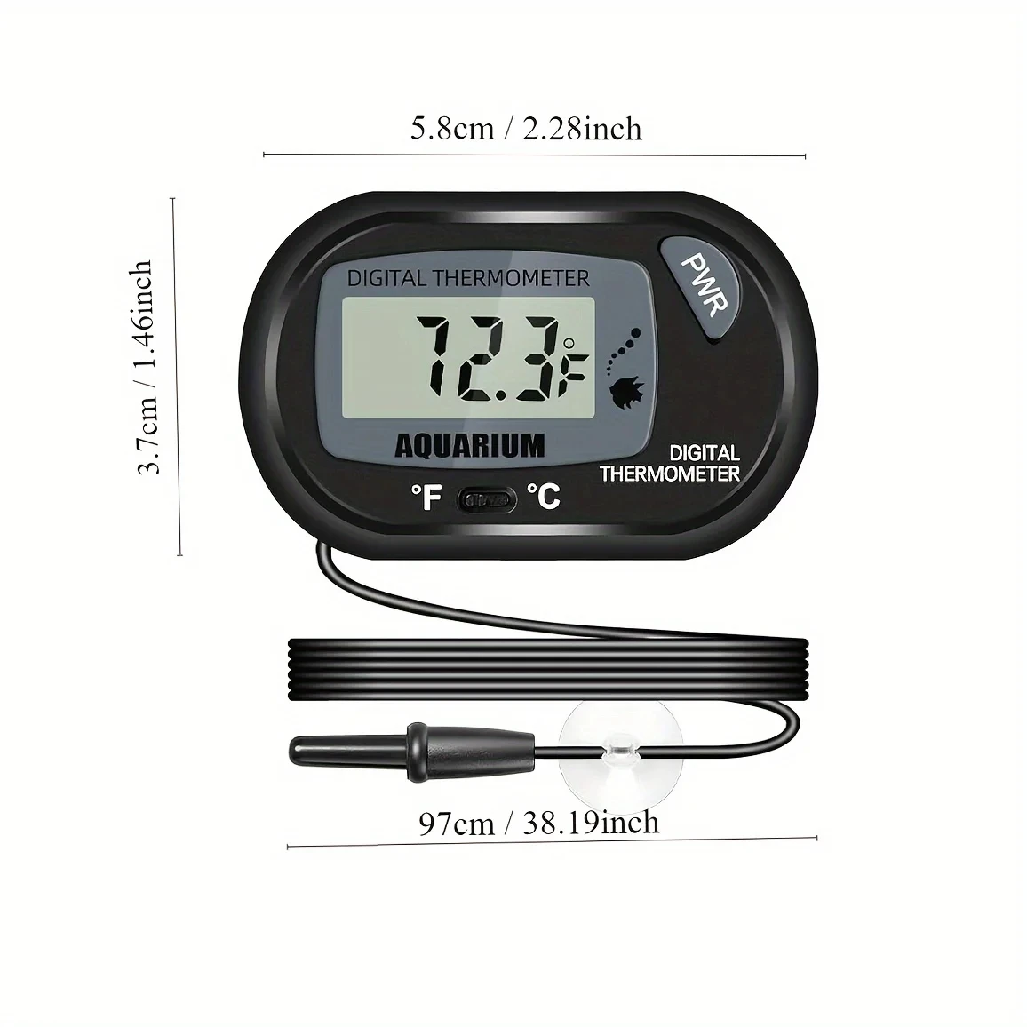 2/4/8Pcs LCD Digital Aquarium Thermometer, Fish Tank Thermometer With Water-Resistant Sensor Probe And Suction Cup For Reptile