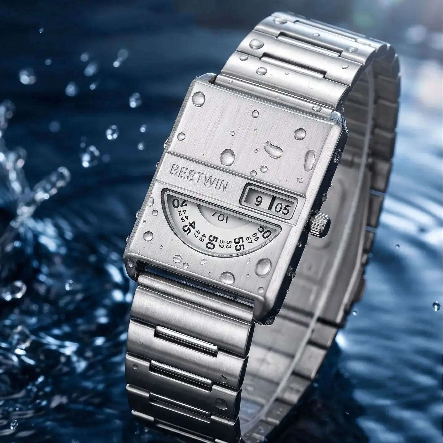 Watch For Men Luxury Simple High-end Trendy Digital Display Waterproof Steel Strip Male Fashion Quartz Clock Watches