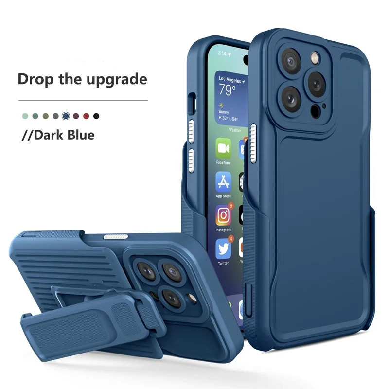 

For iPhone 15 Pro max Case 360° Rotating Detachable Back Clip Full Protection Kickstand Cover For iPhone 15 Plus