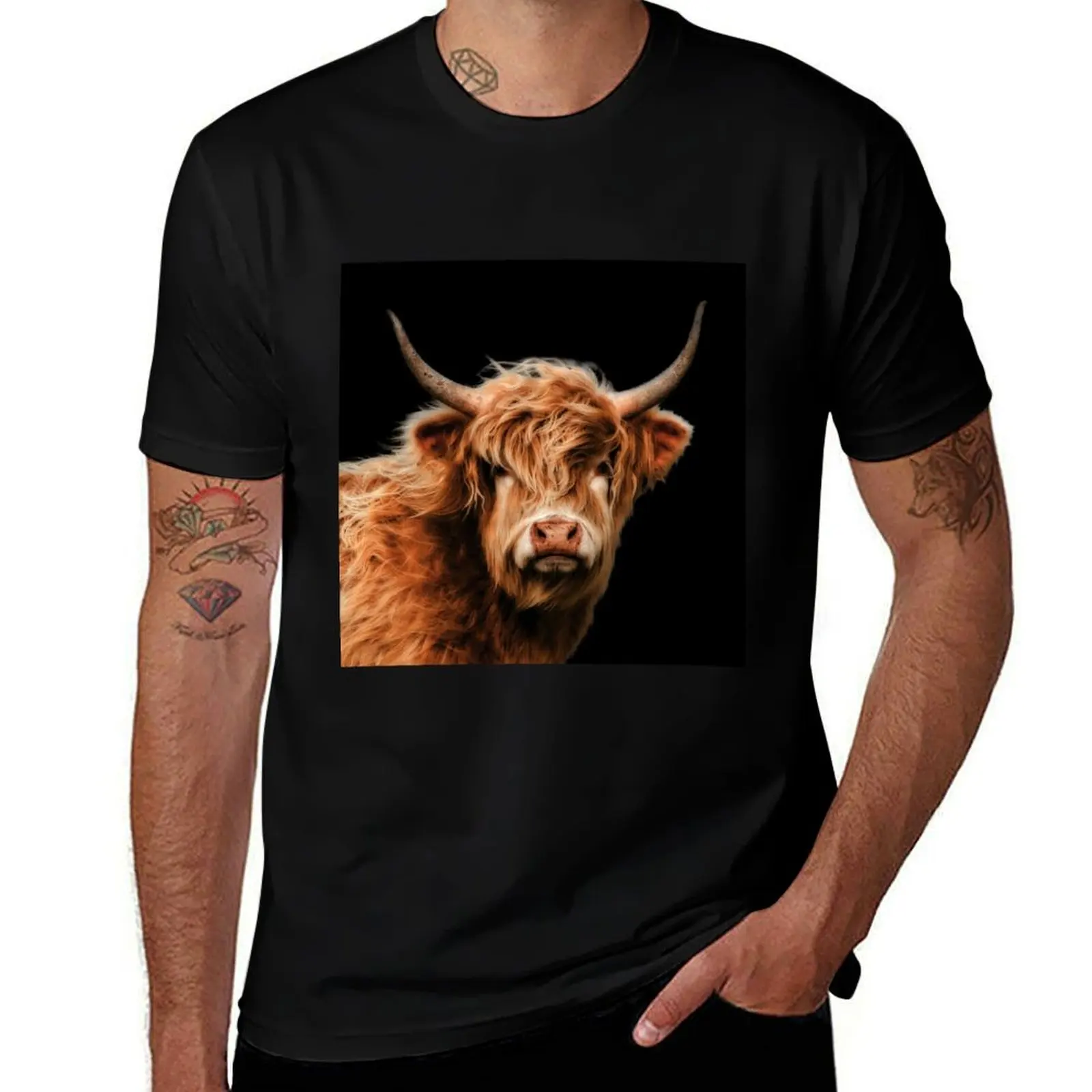 

Highland Cow In Colour T-Shirt summer top plus size clothes Man t-shirt mens graphic t-shirts anime
