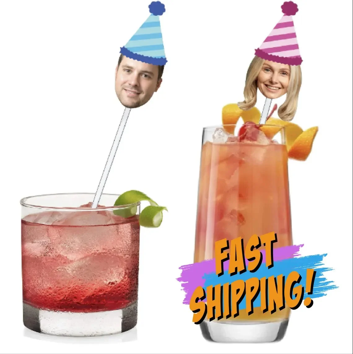 

Изготовленные на заказ мешалки для напитков на лице - Палочки Swizzle - Изготовленные на заказ выбор для вечеринок - Персонализированные украшения - Забавный фотодекор