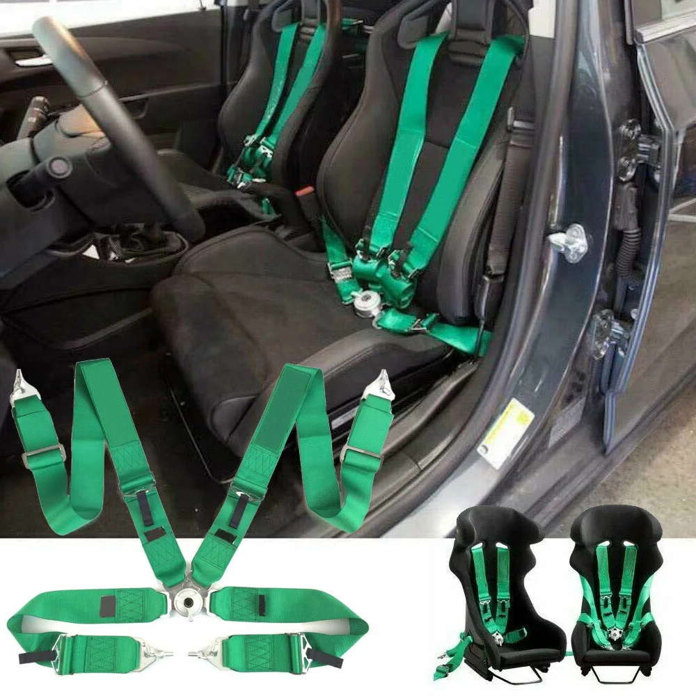 4 Point Safety Harness Modified Car Seat universal Racing Snap-On Seat Belt Harness Safe Shoulder Strap Adjustable