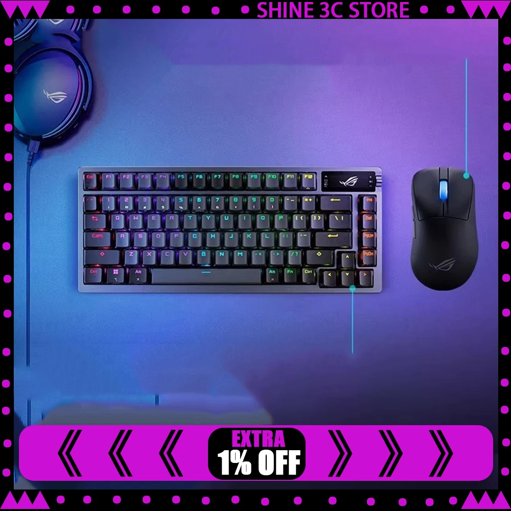 

Механическая клавиатура ROG Azoth с OLED-дисплеем 8K, управлением с экрана, тремя режимами, низкой задержкой, RGB-подсветкой, Gasket-креплением, возможностью горячей замены, аксессуары для ПК