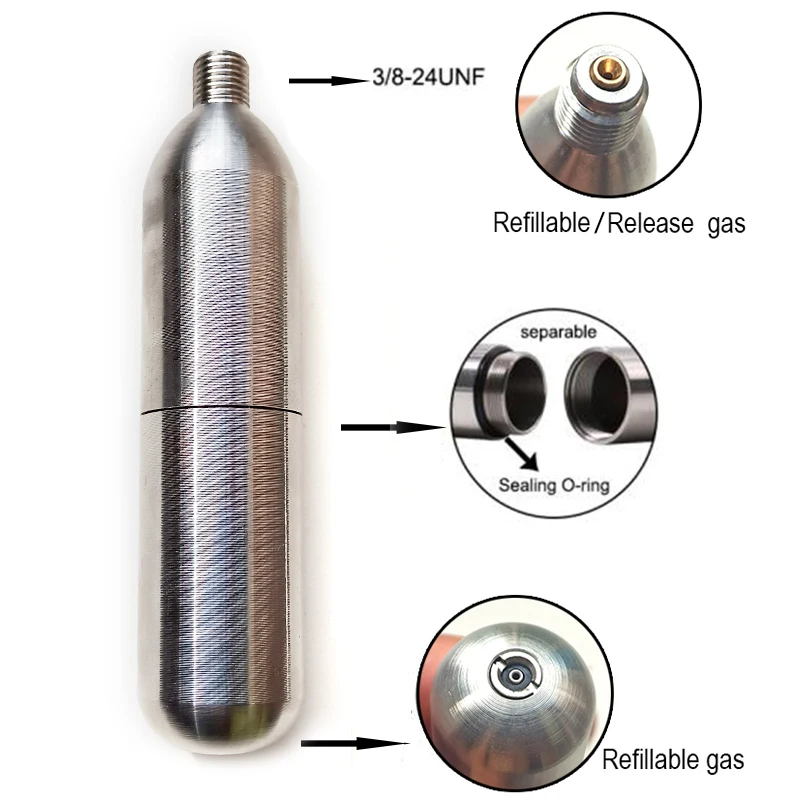 Refillable 24g 33g CO2 Cartridge Inflatable Charger Gas Can Refilling Air Cylinder for Lifebuoy Life Jacket Beauty Instrume