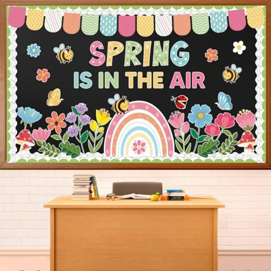 

Набор для оформления доски объявлений «Весенние цветы»: декор для классной доски с цветами, радужными бабочками и вырезками из бумаги.