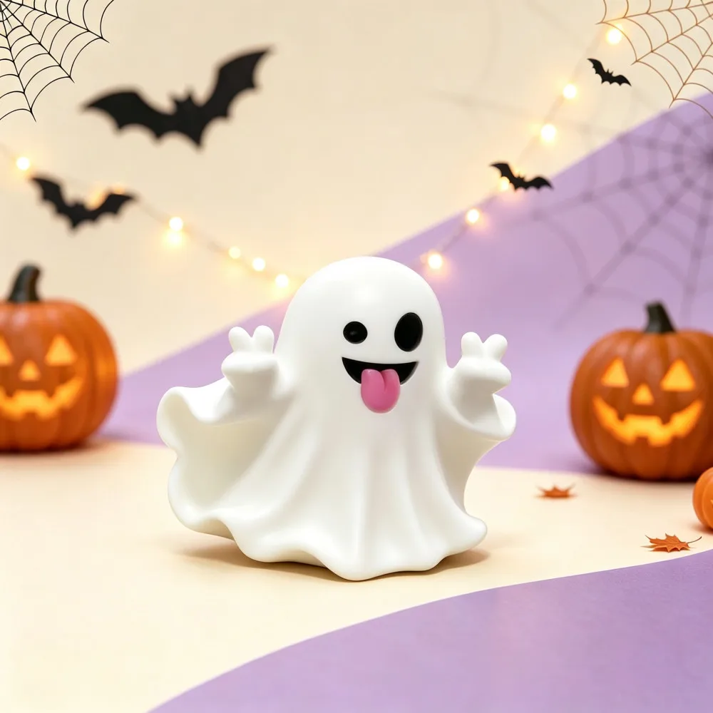 Niedliche Halloween-Geisterfiguren, Lustige Gesichts-Miniaturstatue für den Schreibtisch, Dekoration für Zuhause, Regal, Auto, Tisch, Geschenk für Feiertagspartys – Detail 6