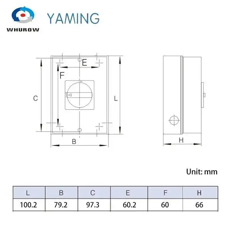 Yaming Isolator Switch Locking Fixed Padlock Rotary With Waterproof Enclosure 32A 690V 3Phases 2 Positions On-off YMD11-32D 3P