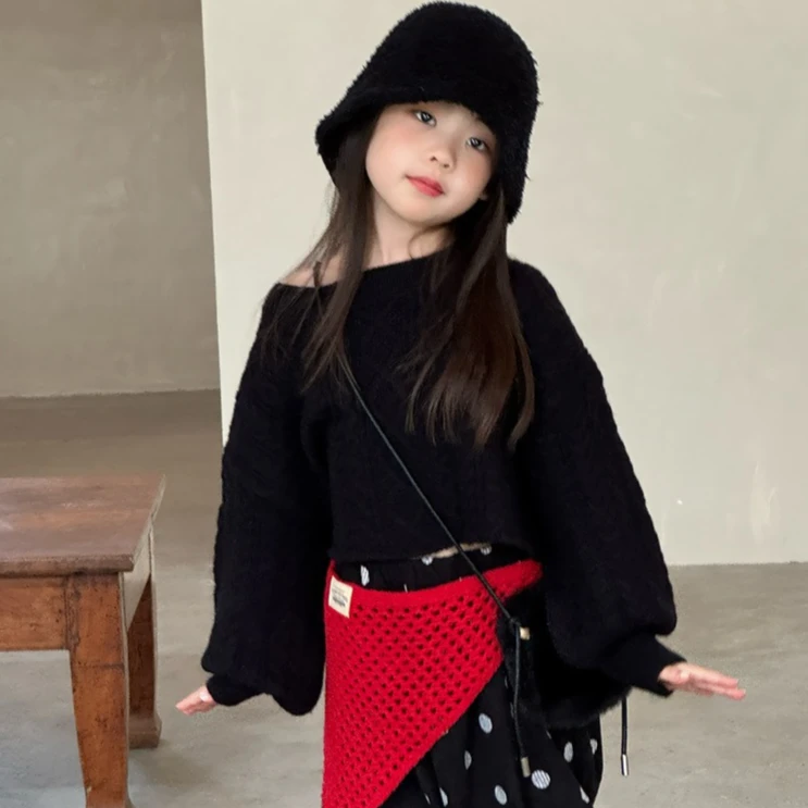 Camisola 2025 outono novas roupas infantis estilo coreano menina bebê moda torção tecido grosso jaqueta casual diário simples