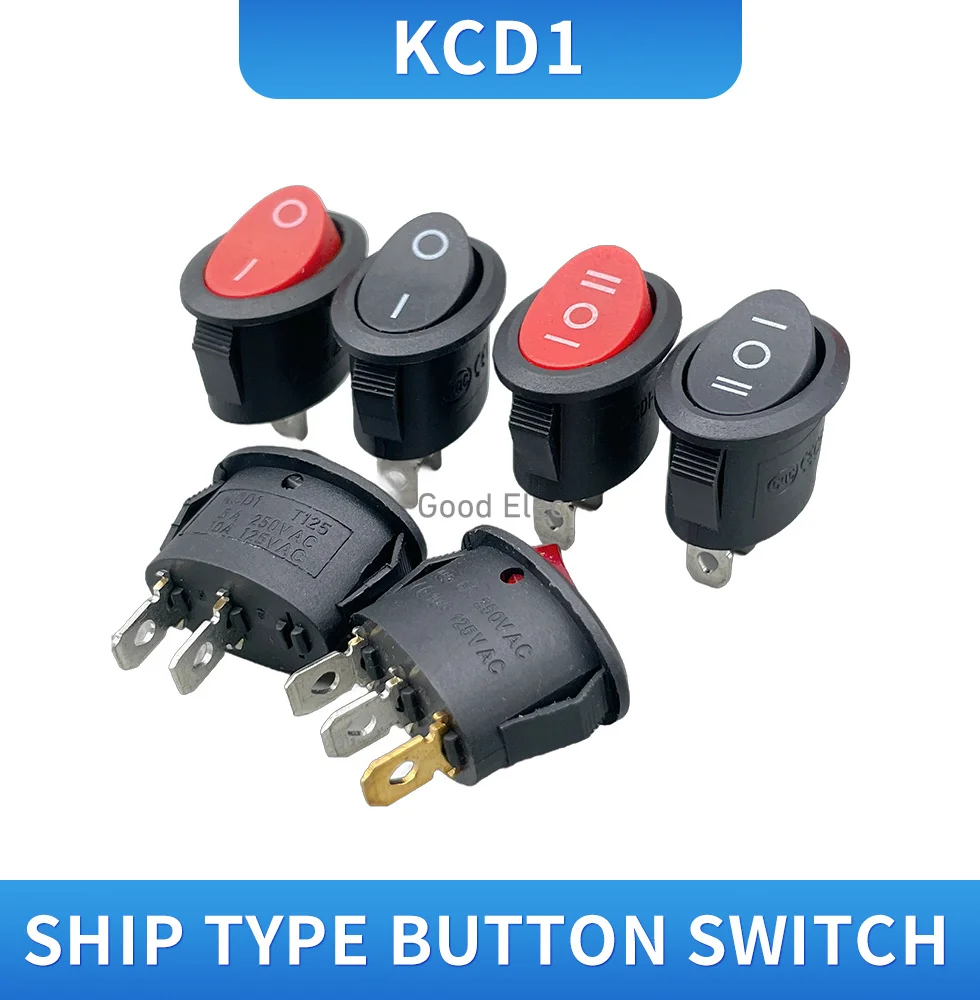 1 LED 6A 250V 10A 125V red black 3-digit 2-pin 2-pin 2-pin mini elliptical rocker switch