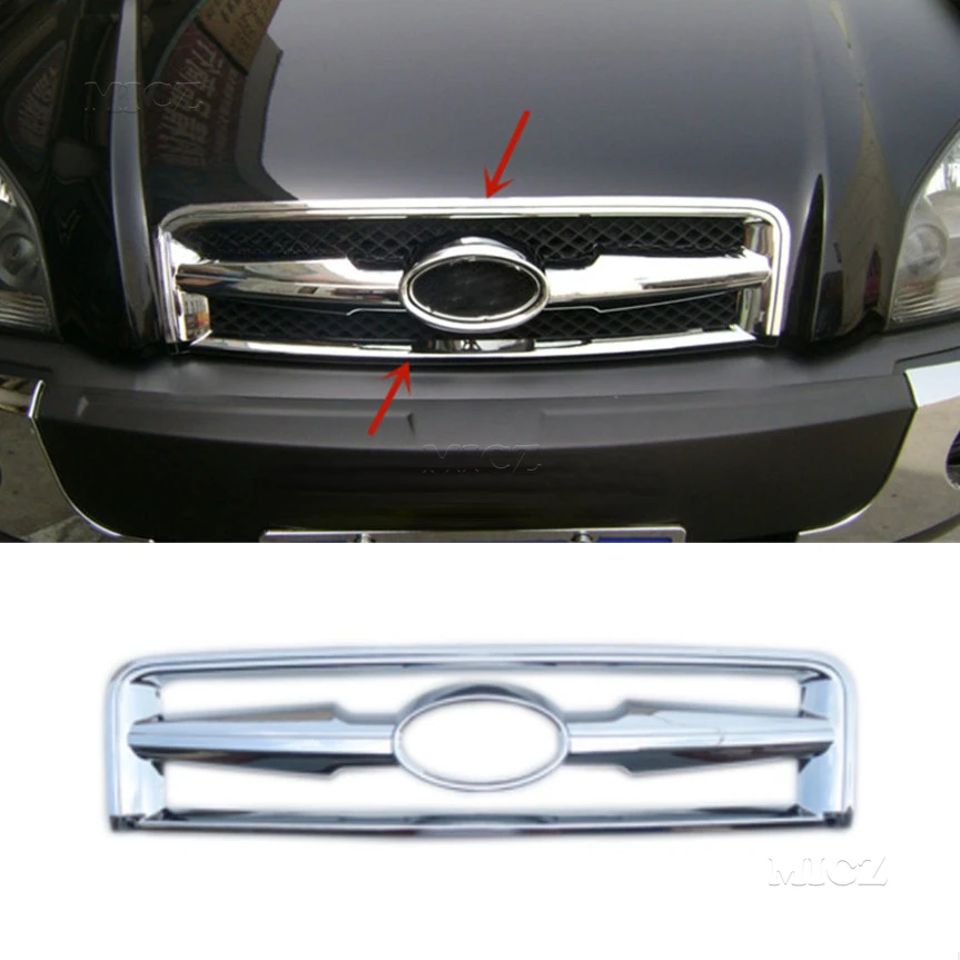 

Высококачественная Хромированная передняя решетка радиатора ABS для Hyundai Tucson 2004-2008 декоративная рама Защита от царапин автомобильные аксессуары