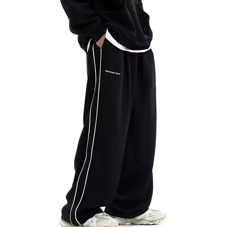 

Мужские летние тонкие прямые брюки свободного кроя для спорта и повседневной носки, из ледяного шелка, укороченные, широкие, с высокой талией