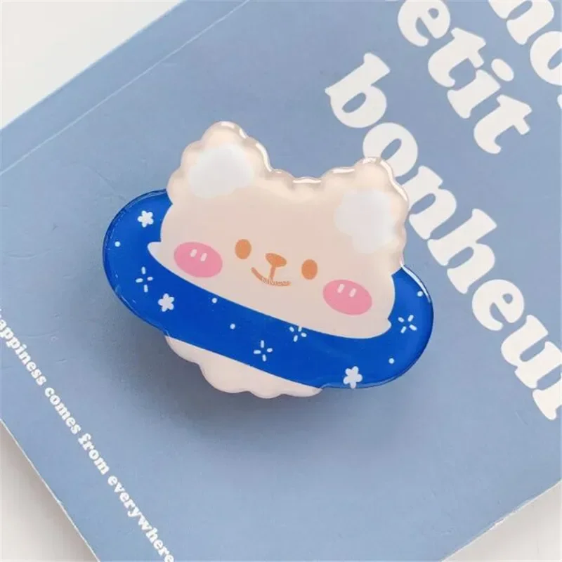 Cartoon Cute Animal Bear Expanding Stand Grip Mobile Phone Holder for IPhone 15 14 13 Samsung Pocket Socket Griptok Flip Bracket