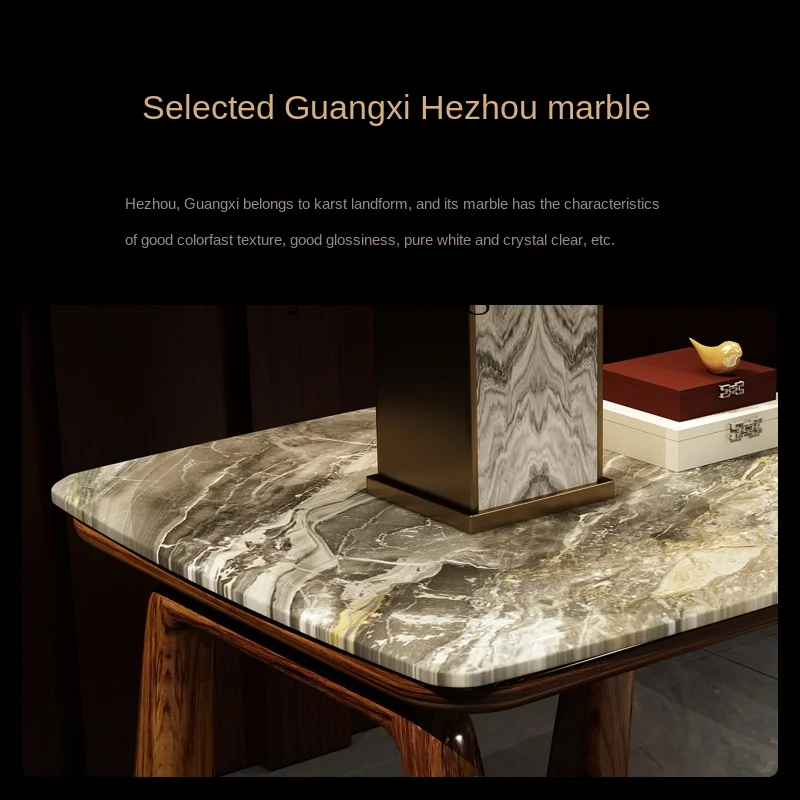 ZK Sofa Light Luxury Ugyen Wood Solid Wood Marble Table Top New Chinese Movable Small Coffee Table Mini