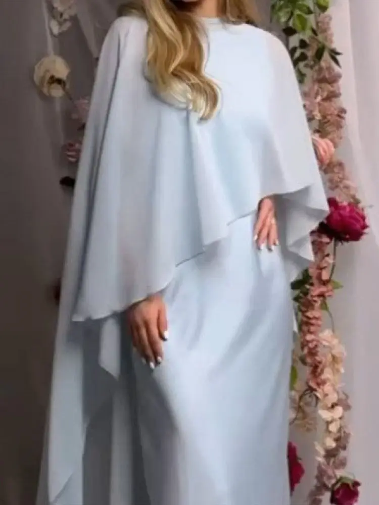white christmas dresses White Short Chiffon Dress W/Cape Overlay – judyssmallworld main image 0