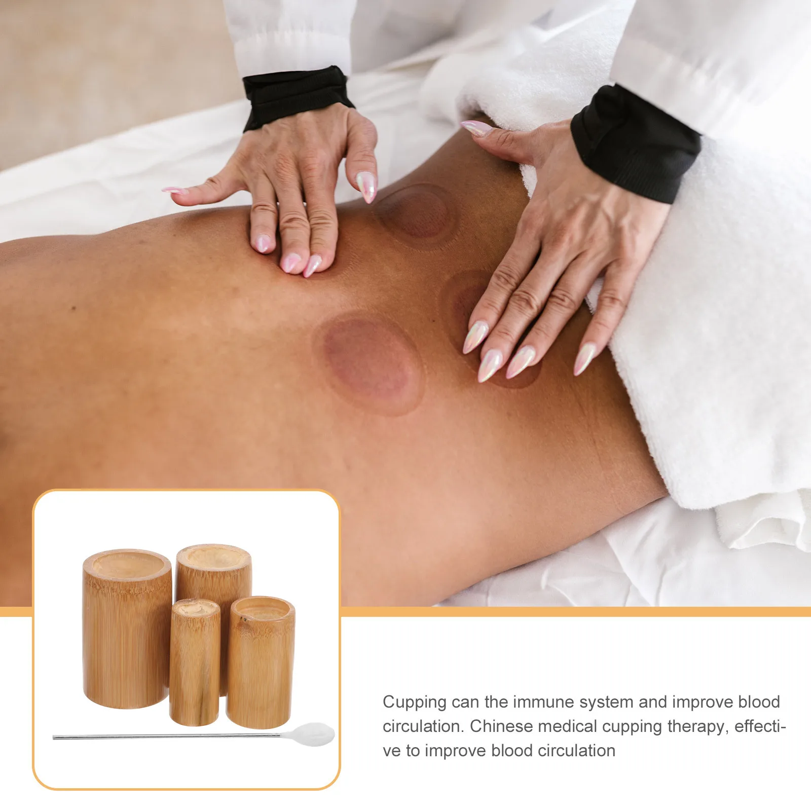 1Set Bamboo Cupping Jars Reusable Body Muscle Cupping Set Professional Therapy Massage Cups for Pain Relief Portable