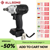 ALLSOME 21V Brushless Cordless Electric Wrench 400N.m Compact 1/4 in. 3-Speed Impact Driver Kit For 18V Makita Lithium Battery