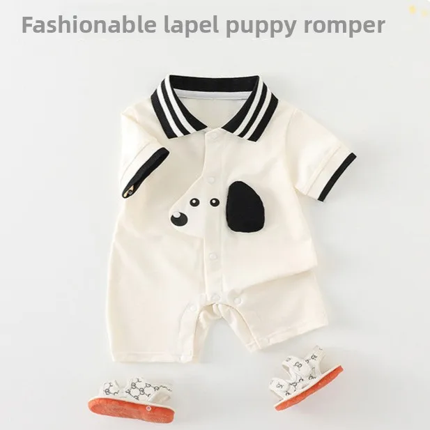2026 New Summer Baby Boy Romper, Cute Newborn Climbing Onesie for Full Moon & 100 Days Celebration