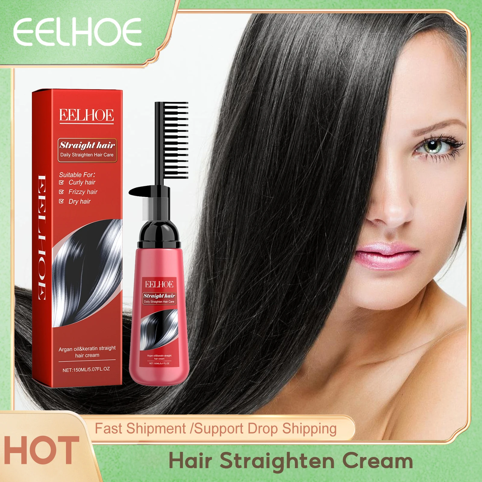 

EELHOE Straightener Cream Repair Frizzy Hair Straightening Products Split Ends Hair Treatment Nourishing Hair Care Cream 150ml