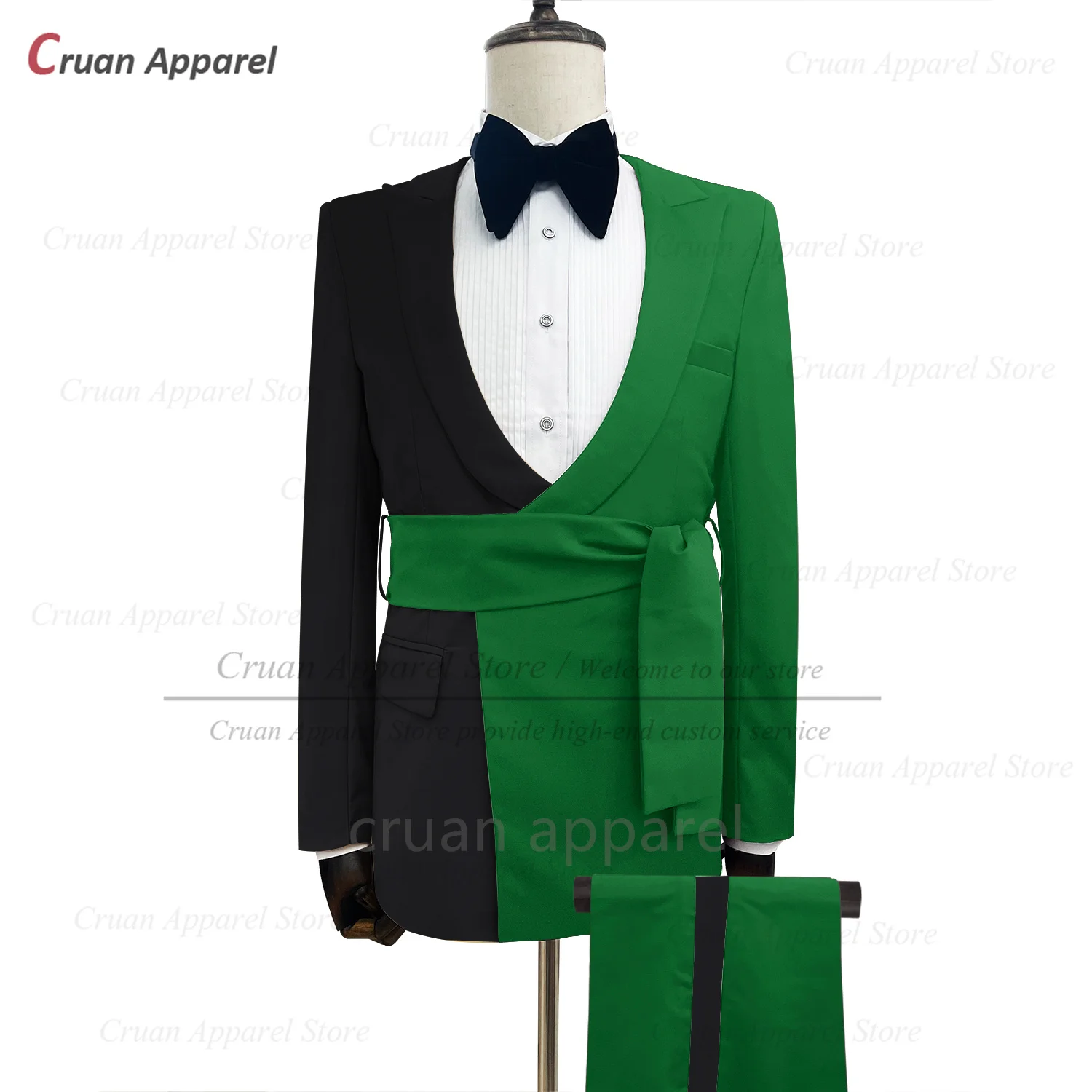 Fashion Black White Splicing Suit Sets For Men Evening Dinner Custom Slim Fit Blazer Pants 2 Pieces Homecoming Formal Outfits