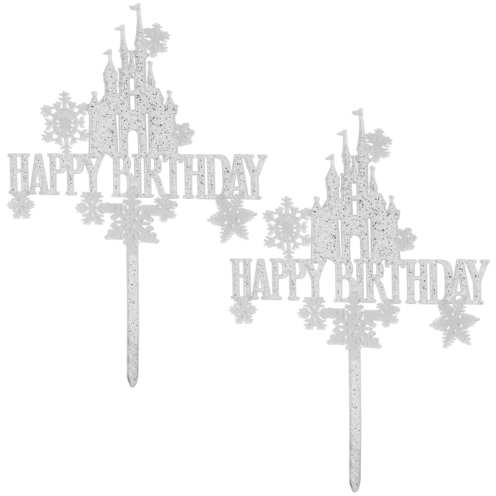 

2 Pcs Birthday Cake Decoration Happy Holder Edible Cupcake Banner Party Topper Decorate