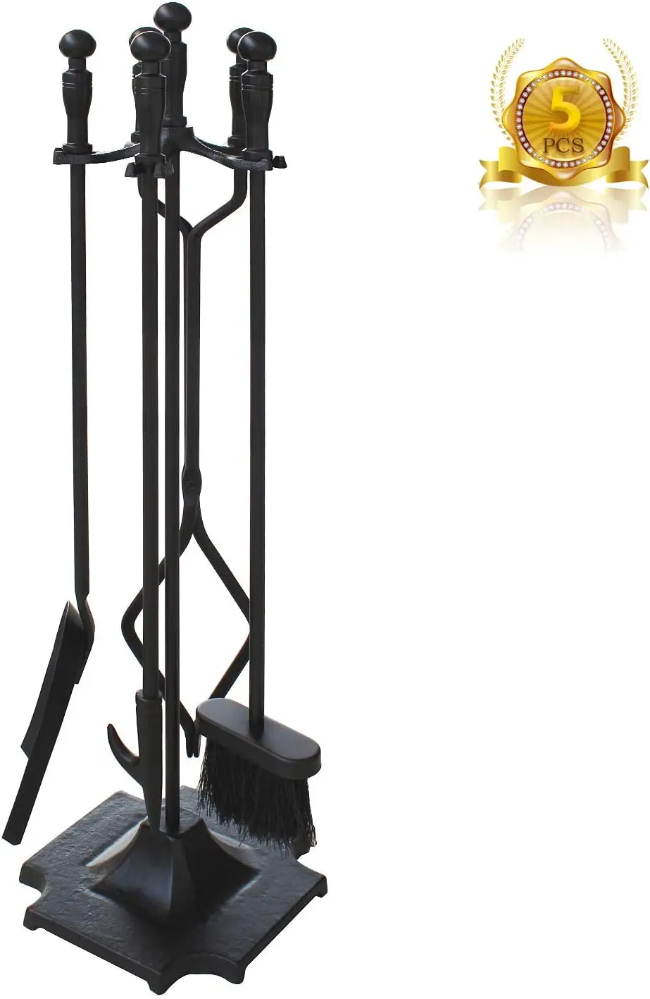 

5-компонентный набор инструментов для камина, набор инструментов из кованого железа, набор огней, каминная площадка, яма для покера, дровяная печь, щипцы, держатель, набор инструментов