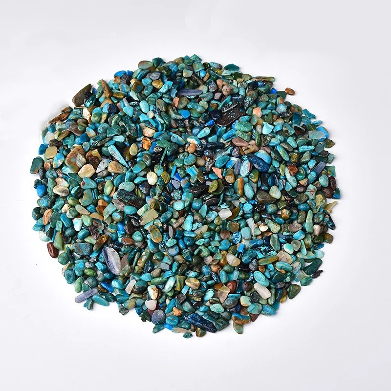 5–12 mm Chrysokoll-Edelstein-Chipstücke, ungebohrt, Chrysokoll-Kristall-Sand-Edelstein-Chips, Chrysokoll-Edelstein-Chips