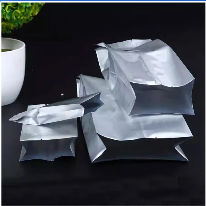 

Square Open Top Side Gussets Aluminum Foil Bag Coffee Beans Metallic Package Bag Heat Sealing Powder Snack Tea Storage Pouches