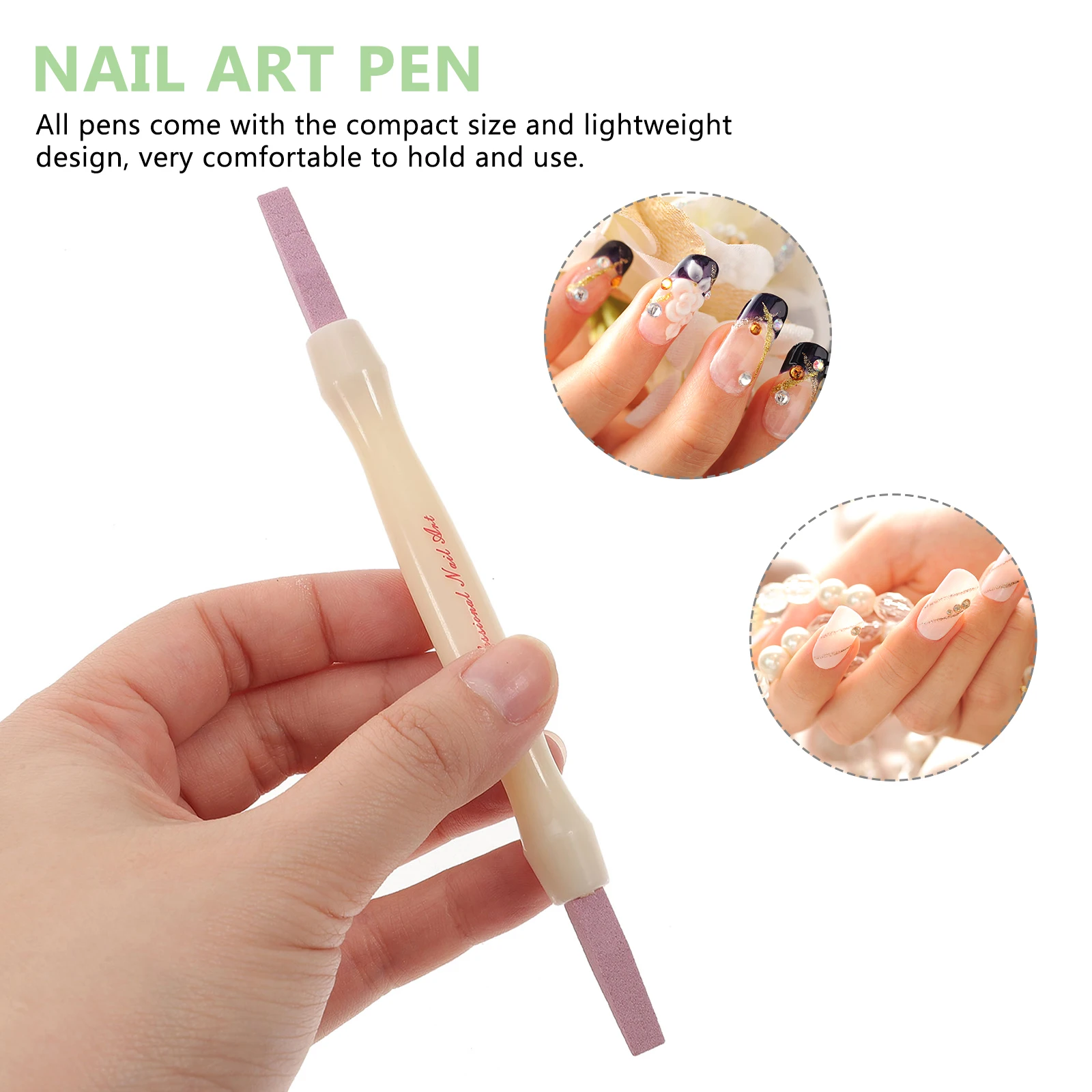 2 قطعة عصا مزدوجة الرأس أداة العناية بالأظافر لتلميع إزالة الجلد الميت منظف البشرة مانيكير ملف طحن